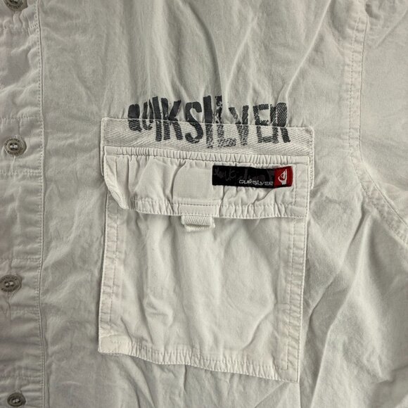 Quiksilver Loop Graphic Print All Cotton Camp Short Sleeve Medium White Casual - Picture 2 of 16